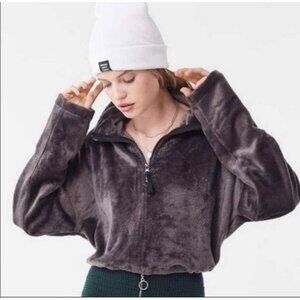Urban Outfitters Gray Zip Up Sweater Velour Texture